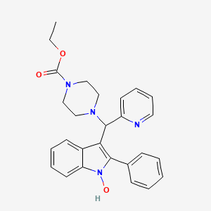 molecular formula C27H28N4O3 B1678393 Ethyl 4-[(1-hydroxy-2-phenylindol-3-yl)-2-pyridylmethyl]piperazinecarboxylate CAS No. 622795-76-0