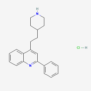 B1678399 Quinoline, 2-phenyl-4-(2-(4-piperidinyl)ethyl)-, monohydrochloride CAS No. 80221-58-5