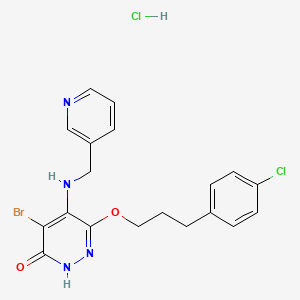 molecular formula C19H19BrCl2N4O2 B1678473 4-bromo-6-(3-(4-chlorophenyl)propoxy)-5-(3-pyridylmethylamino)-3(2H)-pyridazinone hydrochloride CAS No. 878796-94-2
