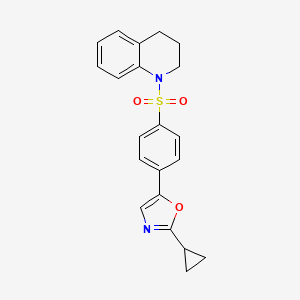 molecular formula C21H20N2O3S B1678504 1-[[4-(2-Cyclopropyl-5-oxazolyl)phenyl]sulfonyl]-1,2,3,4-tetrahydro-quinoline CAS No. 932331-38-9
