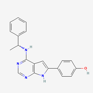 B1678508 4-[4-[[(1R)-1-phenylethyl]amino]-7H-pyrrolo[4,5-e]pyrimidin-6-yl]phenol CAS No. 187724-61-4