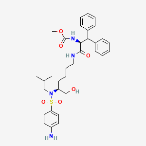 B1678511 Methyl N-((1S)-1-(((5S)-5-((4-aminophenyl)sulfonyl-isobutyl-amino)-6-hydroxy-hexyl)carbamoyl)-2,2-diphenyl-ethyl)carbamate CAS No. 612547-11-2