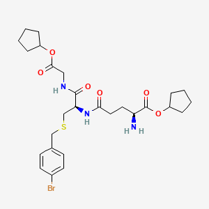 molecular formula C27H38BrN3O6S B1678565 cyclopentyl (2S)-2-amino-5-[[(2R)-3-[(4-bromophenyl)methylsulfanyl]-1-[(2-cyclopentyloxy-2-oxoethyl)amino]-1-oxopropan-2-yl]amino]-5-oxopentanoate CAS No. 166038-00-2