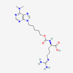 molecular formula C19H31N9O4 B1678568 N2-[[[5-[6-(Dimethylamino)-9H-purin-9-yl]pentyl]oxy]carbonyl]-D-arginine CAS No. 175072-12-5
