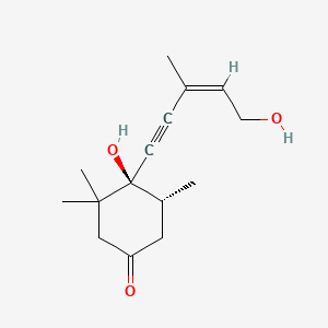 molecular formula C15H22O3 B1678569 (4S,5R)-4-hydroxy-4-((Z)-5-hydroxy-3-methylpent-3-en-1-ynyl)-3,3,5-trimethylcyclohexanone CAS No. 130694-74-5
