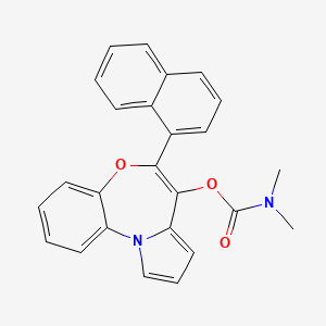 B1678573 Carbamic acid, N,N-dimethyl-, 6-(1-naphthalenyl)pyrrolo(2,1-d)(1,5)benzoxazepin-7-yl ester CAS No. 290814-68-5