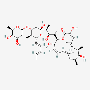B1678576 (3E,5Z,7R,8S,9S,11Z,13Z,15S,16R)-16-[(3R,4S)-4-[(2R,4R,5S,6R)-4-[(2S,4R,5S,6R)-4,5-dihydroxy-6-methyloxan-2-yl]oxy-2-hydroxy-5-methyl-6-[(1E,3E)-penta-1,3-dienyl]oxan-2-yl]-3-hydroxypentan-2-yl]-8-hydroxy-3,15-dimethoxy-5,7,9,11-tetramethyl-1-oxacyclohexadeca-3,5,11,13-tetraen-2-one CAS No. 108375-77-5