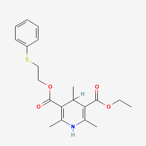 molecular formula C20H25NO4S B1678577 3,5-Pyridinedicarboxylic acid, 1,4-dihydro-2,4,6-trimethyl-, ethyl 2-(phenylthio)ethyl ester CAS No. 81635-83-8