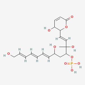 molecular formula C19H27O10P B1678587 [(1E,7E,9E,11E)-3,6,13-trihydroxy-1-(3-hydroxy-6-oxo-2,3-dihydropyran-2-yl)-3-methyltrideca-1,7,9,11-tetraen-4-yl] dihydrogen phosphate CAS No. 87860-38-6