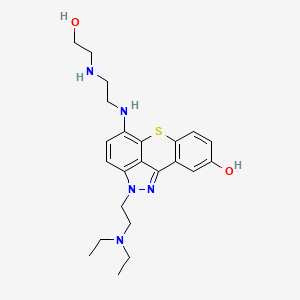 B1678588 14-[2-(Diethylamino)ethyl]-10-[2-(2-hydroxyethylamino)ethylamino]-8-thia-14,15-diazatetracyclo[7.6.1.02,7.013,16]hexadeca-1(15),2(7),3,5,9,11,13(16)-heptaen-4-ol CAS No. 94636-28-9