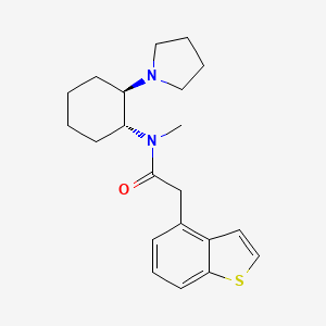 molecular formula C21H28N2OS B1678590 (+)-2-(Benzothiophen-4-yl)-N-methyl-N-((1R,2R)-2-pyrrolidin-1-ylcyclohexyl)acetamide CAS No. 111728-01-9