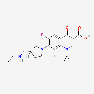 molecular formula C20H23F2N3O3 B1678592 1-Cyclopropyl-7-[3-(ethylaminomethyl)pyrrolidin-1-yl]-6,8-difluoro-4-oxoquinoline-3-carboxylic acid CAS No. 99734-97-1