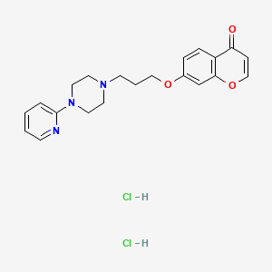 molecular formula C21H25Cl2N3O3 B1678597 7-(3-(4-(2-Pyridinyl)-1-piperazinyl)propoxy)-4H-1-benzopyran-4-one CAS No. 105277-43-8