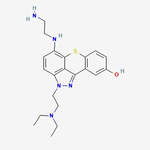molecular formula C21H27N5OS B1678599 10-(2-Aminoethylamino)-14-[2-(diethylamino)ethyl]-8-thia-14,15-diazatetracyclo[7.6.1.02,7.013,16]hexadeca-1(15),2(7),3,5,9,11,13(16)-heptaen-4-ol CAS No. 113457-06-0