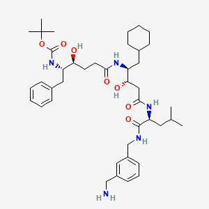 molecular formula C42H65N5O7 B1678603 tert-butyl N-[(2S,3S)-6-[[(2S,3S)-5-[[(2S)-1-[[3-(aminomethyl)phenyl]methylamino]-4-methyl-1-oxopentan-2-yl]amino]-1-cyclohexyl-3-hydroxy-5-oxopentan-2-yl]amino]-3-hydroxy-6-oxo-1-phenylhexan-2-yl]carbamate CAS No. 124339-32-8