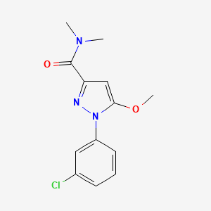 molecular formula C13H14ClN3O2 B1678613 1H-Pyrazole-3-carboxamide, 1-(3-chlorophenyl)-5-methoxy-N,N-dimethyl- CAS No. 54708-51-9