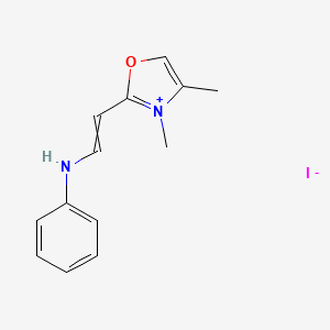 N-[2-(3,4-Dimethyl-1,3-oxazol-3-ium-2-yl)ethenyl]aniline;iodide