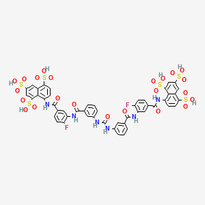 molecular formula C49H34F2N6O23S6 B1678651 8-[[4-Fluoro-3-[[3-[[3-[[2-fluoro-5-[(4,6,8-trisulfonaphthalen-1-yl)carbamoyl]phenyl]carbamoyl]phenyl]carbamoylamino]benzoyl]amino]benzoyl]amino]naphthalene-1,3,5-trisulfonic acid CAS No. 104869-26-3