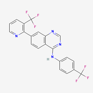 molecular formula C21H12F6N4 B1678659 N-[4-(trifluoromethyl)phenyl]-7-[3-(trifluoromethyl)-2-pyridinyl]-4-quinazolinamine CAS No. 573678-04-3