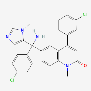 molecular formula C27H22Cl2N4O B1678689 2(1H)-Quinolinone, 6-(amino(4-chlorophenyl)(1-methyl-1H-imidazol-5-yl)methyl)-4-(3-chlorophenyl)-1-methyl- CAS No. 192185-68-5