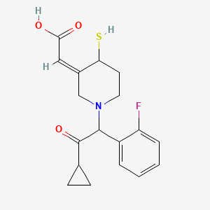 molecular formula C18H20FNO3S B1678693 (Z)-2-(1-(2-cyclopropyl-1-(2-fluorophenyl)-2-oxoethyl)-4-mercaptopiperidin-3-ylidene)acetic acid CAS No. 204204-73-9