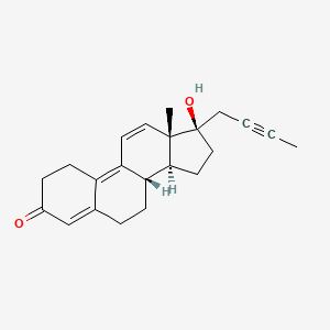molecular formula C22H26O2 B1678711 17alpha-(2-Butynyl)-17beta-hydroxyestra-4,9,11-trien-3-one CAS No. 23760-23-8