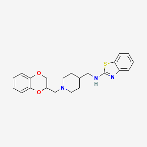 B1678713 N-[[1-(2,3-dihydro-1,4-benzodioxin-3-ylmethyl)piperidin-4-yl]methyl]-1,3-benzothiazol-2-amine CAS No. 104383-18-8