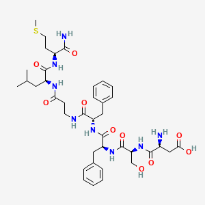 B1678714 Aspartyl-seryl-phenylalanyl-phenylalanyl-beta-alanyl-leucyl-methioninamide CAS No. 132041-94-2