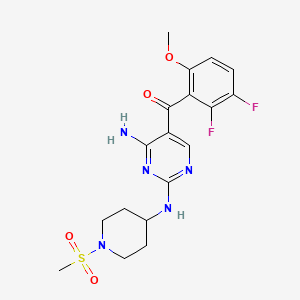 molecular formula C18H21F2N5O4S B1678716 (4-Amino-2-((1-(methylsulfonyl)piperidin-4-yl)amino)pyrimidin-5-yl)(2,3-difluoro-6-methoxyphenyl)methanone CAS No. 741713-40-6