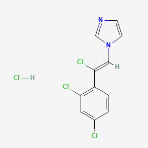 molecular formula C11H8Cl4N2 B1678718 1H-Imidazole, 1-(2-chloro-2-(2,4-dichlorophenyl)ethenyl)-, monohydrochloride, (Z)- CAS No. 98164-11-5