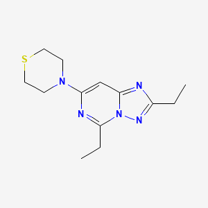 molecular formula C13H19N5S B1678733 (1,2,4)Triazolo(1,5-c)pyrimidine, 2,5-diethyl-7-(4-thiomorpholinyl)- CAS No. 94415-03-9