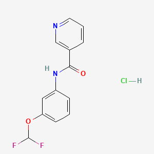 molecular formula C13H11ClF2N2O2 B1678759 Nicotinamide, N-(m-difluoromethoxyphenyl)-, hydrochloride CAS No. 64038-00-2