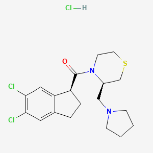 molecular formula C19H25Cl3N2OS B1678772 3-(1-Pyrrolidinylmethyl)-4-(5,6-dichloro-1-indancarbonyl)-tetrahydro-1,4-thiazine hydrochloride CAS No. 157824-23-2