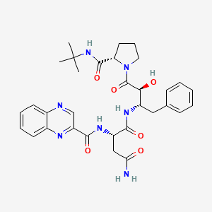 molecular formula C32H39N7O6 B1678774 (2S)-N-[(2S,3S)-4-[(2S)-2-(tert-butylcarbamoyl)pyrrolidin-1-yl]-3-hydroxy-4-oxo-1-phenylbutan-2-yl]-2-(quinoxaline-2-carbonylamino)butanediamide CAS No. 144779-91-9