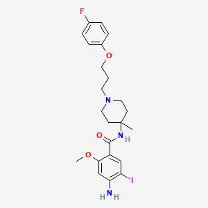 molecular formula C23H29FIN3O2 B1678776 N-((3-p-fluorophenyl-1-propyl)-4-methyl-4-piperidinyl)-4-amino-5-iodo-2-methoxybenzamide CAS No. 155928-24-8