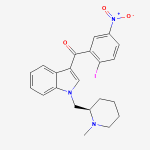 molecular formula C22H22IN3O3 B1678792 Methanone, (2-iodo-5-nitrophenyl)(1-(((2R)-1-methyl-2-piperidinyl)methyl)-1H-indol-3-yl)- CAS No. 444912-51-0