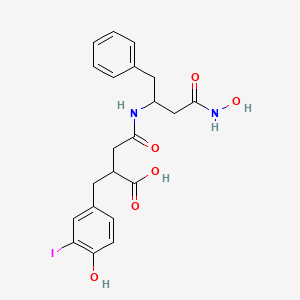 molecular formula C21H23IN2O6 B1678843 Benzenepropanoic acid, 4-hydroxy-alpha-(2-((3-(hydroxyamino)-3-oxo-1-(phenylmethyl)propyl)amino)-2-oxoethyl)-3-iodo- CAS No. 145253-48-1