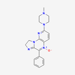molecular formula C20H22N6O B1678846 Imidazo(1,2-a)pyrido(3,2-e)pyrazine, 8,9-dihydro-2-(4-methyl-1-piperazinyl)-6-phenyl-, 5-oxide CAS No. 108307-65-9