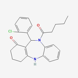 molecular formula C24H25ClN2O2 B1678847 11-(2-Chlorophenyl)-2,3,4,5,10,11-hexahydro-10-(1-oxopentyl)-1H-Dibenzo[b,e][1,4]diazepin-1-one CAS No. 362503-73-9