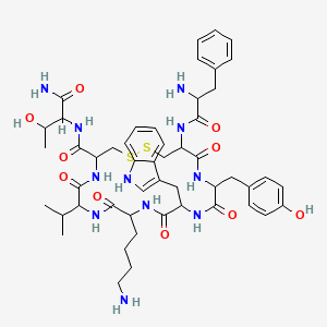 10-(4-aminobutyl)-N-(1-amino-3-hydroxy-1-oxobutan-2-yl)-19-[(2-amino-3-phenylpropanoyl)amino]-16-[(4-hydroxyphenyl)methyl]-13-(1H-indol-3-ylmethyl)-6,9,12,15,18-pentaoxo-7-propan-2-yl-1,2-dithia-5,8,11,14,17-pentazacycloicosane-4-carboxamide