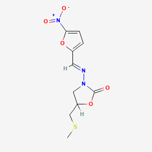 molecular formula C10H11N3O5S B1678861 5-(Methylsulfanylmethyl)-3-[(5-nitro-2-furyl)methyleneamino]oxazolidin-2-one CAS No. 4936-47-4