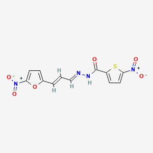 molecular formula C12H8N4O6S B1678868 2-Thiophenecarboxylic acid, 5-nitro-, 2-[3-(5-nitro-2-furanyl)-2-propen-1-ylidene]hydrazide CAS No. 39978-42-2