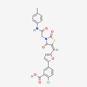 2-chloro-5-[5-[(E)-[3-[2-(4-methylanilino)-2-oxoethyl]-2,4-dioxo-1,3-thiazolidin-5-ylidene]methyl]furan-2-yl]benzoic acid