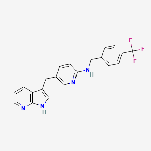 molecular formula C21H17F3N4 B1678903 5-(1h-Pyrrolo[2,3-B]pyridin-3-Ylmethyl)-N-[4-(Trifluoromethyl)benzyl]pyridin-2-Amine CAS No. 873786-09-5