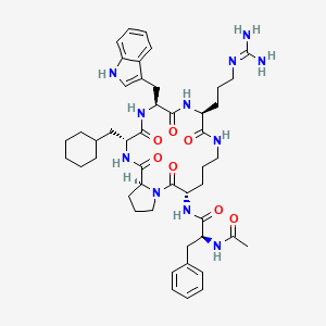 molecular formula C47H65N11O7 B1678909 (2S)-2-acetamido-N-[(3S,9S,12S,15R,18S)-15-(cyclohexylmethyl)-9-[3-(diaminomethylideneamino)propyl]-12-(1H-indol-3-ylmethyl)-2,8,11,14,17-pentaoxo-1,7,10,13,16-pentazabicyclo[16.3.0]henicosan-3-yl]-3-phenylpropanamide CAS No. 219639-75-5