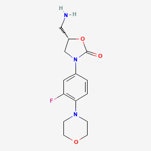 molecular formula C14H18FN3O3 B1678917 (S)-5-(Aminomethyl)-3-(3-fluoro-4-morpholinophenyl)oxazolidin-2-one CAS No. 168828-90-8