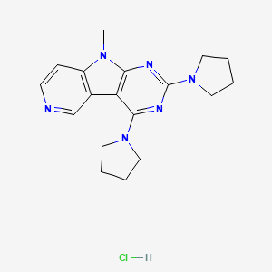 molecular formula C18H23ClN6 B1678919 9H-Pyrido(3',4':4,5)pyrrolo(2,3-d)pyrimidine, 9-methyl-2,4-di-1-pyrrolidinyl-, hydrochloride (1:1) CAS No. 200266-76-8