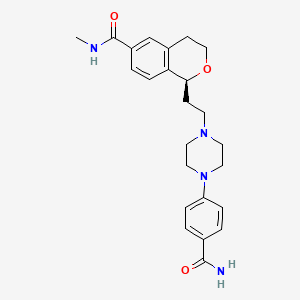 molecular formula C24H30N4O3 B1678925 1H-2-苯并吡喃-6-甲酰胺，1-(2-(4-(4-(氨基羰基)苯基)-1-哌嗪基)乙基)-3,4-二氢-N-甲基-, (1S)- CAS No. 187665-65-2
