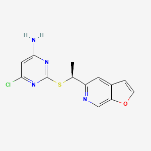 molecular formula C13H11ClN4OS B1678926 6-Chloro-2-(1-furo[2,3-c]pyridin-5-yl-ethylsulfanyl)-pyrimidin-4-ylamine CAS No. 185220-03-5