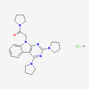 molecular formula C24H31ClN6O B1678927 1-((2,4-Di-1-pyrrolidinyl-9H-pyrimido(4,5-b)indol-9-yl)acetyl)pyrrolidine hydrochloride CAS No. 214212-38-1